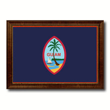 Load image into Gallery viewer, Guam US Territory Flag Canvas Print Brown Picture Frame