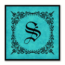 Load image into Gallery viewer, Alphabet S Aqua Canvas Print Black Frame Kids Bedroom Wall Décor Home Art