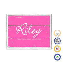 Load image into Gallery viewer, Riley Name Plate White Wash Wood Frame Canvas Print Boutique Cottage Decor Shabby Chic