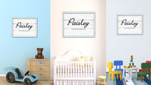Load image into Gallery viewer, Paisley Name Plate White Wash Wood Frame Canvas Print Boutique Cottage Decor Shabby Chic