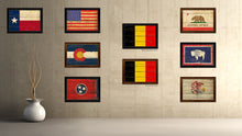 Load image into Gallery viewer, Belgium Country Flag Vintage Canvas Print with Brown Picture Frame Home Decor Gifts Wall Art Decoration Artwork