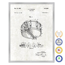 Load image into Gallery viewer, 1963 Snare Drum Old Patent Art Print on Canvas Custom Framed Vintage Home Decor Wall Decoration Great for Gifts