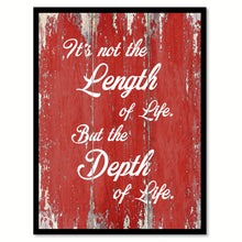 Load image into Gallery viewer, It's not the length of life but the depth of life - Ralph Waldo Emerson Saying Gifts Home Decor Wall Art Canvas Print with Custom Picture Frame, Red