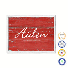 Load image into Gallery viewer, Aiden Name Plate White Wash Wood Frame Canvas Print Boutique Cottage Decor Shabby Chic