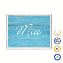 Load image into Gallery viewer, Mia Name Plate White Wash Wood Frame Canvas Print Boutique Cottage Decor Shabby Chic