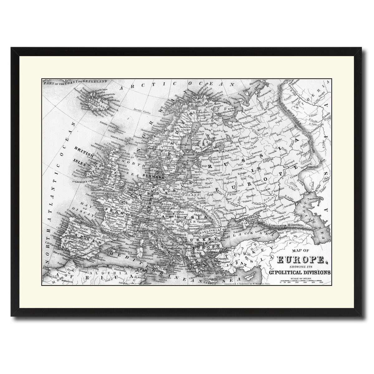 Europe Vintage B&W Map Home Decor Wall Art Bedroom Liviingroom ...