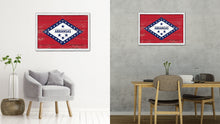 Load image into Gallery viewer, Arkansas State Flag Shabby Chic Gifts Home Decor Wall Art Canvas Print, White Wash Wood Frame