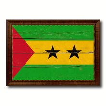 Load image into Gallery viewer, Sao Tome & Principe Country Flag Vintage Canvas Print with Brown Picture Frame Home Decor Gifts Wall Art Decoration Artwork