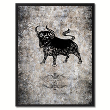 Load image into Gallery viewer, Zodiac Ox Horoscope Canvas Print, Black Picture Frame Home Decor Wall Art Gift Ideas