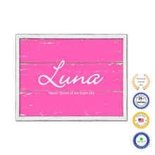 Load image into Gallery viewer, Luna Name Plate White Wash Wood Frame Canvas Print Boutique Cottage Decor Shabby Chic