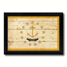 Load image into Gallery viewer, Rhode Island State Vintage Flag Canvas Print with Black Picture Frame Home Decor Man Cave Wall Art Collectible Decoration Artwork Gifts