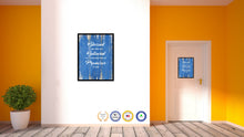 Load image into Gallery viewer, Blessed is she who has believed that the lord would fulfill his promises to her - Luke 1:45 Bible Verse Scripture Quote Blue Canvas Print with Picture Frame