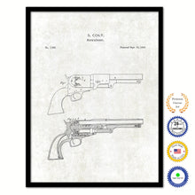 Load image into Gallery viewer, 1850 Gun Revolver Old Patent Art Print on Canvas Custom Framed Vintage Home Decor Wall Decoration Great for Gifts
