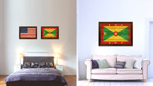 Load image into Gallery viewer, Grenada Country Flag Texture Canvas Print with Brown Custom Picture Frame Home Decor Gift Ideas Wall Art Decoration