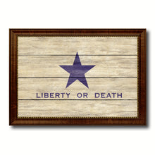 Load image into Gallery viewer, Liberty or Death Flag Goliad Texas Battle Independence Military Flag Texture Canvas Print with Brown Picture Frame Home Decor Wall Art Gifts