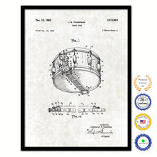Load image into Gallery viewer, 1963 Snare Drum Old Patent Art Print on Canvas Custom Framed Vintage Home Decor Wall Decoration Great for Gifts