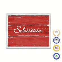 Load image into Gallery viewer, Sebastian Name Plate White Wash Wood Frame Canvas Print Boutique Cottage Decor Shabby Chic