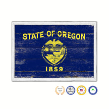 Load image into Gallery viewer, Oregon State Flag Shabby Chic Gifts Home Decor Wall Art Canvas Print, White Wash Wood Frame