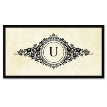 Load image into Gallery viewer, Alphabet Letter U White Canvas Print, Black Custom Frame