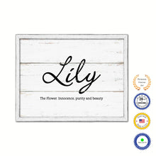 Load image into Gallery viewer, Lily Name Plate White Wash Wood Frame Canvas Print Boutique Cottage Decor Shabby Chic