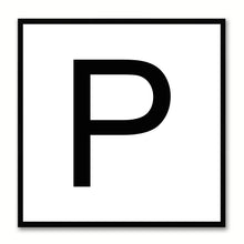 Load image into Gallery viewer, Alphabet P White Canvas Print Black Frame Kids Bedroom Wall Décor Home Art