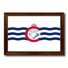 Load image into Gallery viewer, Cincinnati City Ohio State Flag Canvas Print Brown Picture Frame