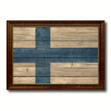 Load image into Gallery viewer, Finland Country Flag Texture Canvas Print with Brown Custom Picture Frame Home Decor Gift Ideas Wall Art Decoration
