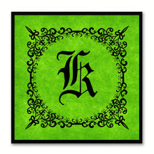 Load image into Gallery viewer, Alphabet K Green Canvas Print Black Frame Kids Bedroom Wall Décor Home Art