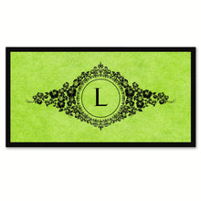 Load image into Gallery viewer, Alphabet Letter L Green Canvas Print, Black Custom Frame