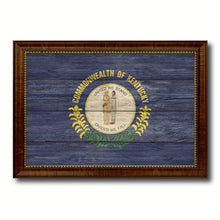 Load image into Gallery viewer, Kentucky State Flag Texture Canvas Print with Brown Picture Frame Gifts Home Decor Wall Art Collectible Decoration