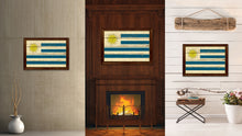 Load image into Gallery viewer, Uruguay Country Flag Vintage Canvas Print with Brown Picture Frame Home Decor Gifts Wall Art Decoration Artwork
