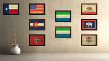 Load image into Gallery viewer, Sierra Leone Country Flag Vintage Canvas Print with Brown Picture Frame Home Decor Gifts Wall Art Decoration Artwork