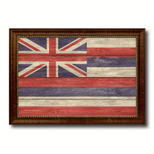 Load image into Gallery viewer, Hawaii State Flag Texture Canvas Print with Brown Picture Frame Gifts Home Decor Wall Art Collectible Decoration