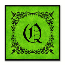 Load image into Gallery viewer, Alphabet Q Green Canvas Print Black Frame Kids Bedroom Wall Décor Home Art