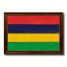 Load image into Gallery viewer, Mauritius Country Flag Vintage Canvas Print with Brown Picture Frame Home Decor Gifts Wall Art Decoration Artwork