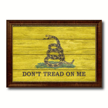 Load image into Gallery viewer, Don't Tread on Me Military Flag Texture Canvas Print with Brown Picture Frame Home Decor Wall Art Gifts