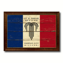 Load image into Gallery viewer, Kansas City Missouri State Vintage Flag Canvas Print Brown Picture Frame