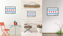 Load image into Gallery viewer, Chicago City Illinois State Flag Vintage Canvas Print with Black Picture Frame Home Decor Wall Art Collectible Decoration Artwork Gifts
