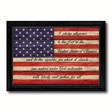 Load image into Gallery viewer, The Pledge of Allegiance American USA Flag Texture Canvas Print with Black Picture Frame Gift Ideas Home Decor Wall Art