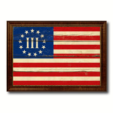 Load image into Gallery viewer, 3 Percent Betsy Ross Nyberg Battle III Revolutionary War Military Flag Vintage Canvas Print with Brown Picture Frame Gifts Ideas Home Decor Wall Art Decoration