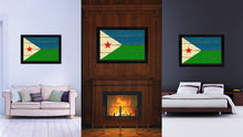 Load image into Gallery viewer, Djibouti Country Flag Vintage Canvas Print with Black Picture Frame Home Decor Gifts Wall Art Decoration Artwork
