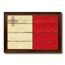 Load image into Gallery viewer, Malta Country Flag Vintage Canvas Print with Brown Picture Frame Home Decor Gifts Wall Art Decoration Artwork