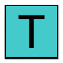 Load image into Gallery viewer, Alphabet T Aqua Canvas Print Black Frame Kids Bedroom Wall Décor Home Art