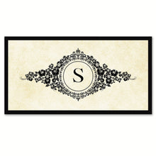 Load image into Gallery viewer, Alphabet Letter S White Canvas Print, Black Custom Frame