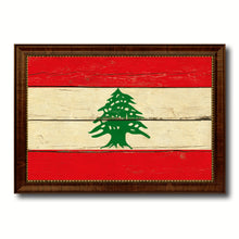 Load image into Gallery viewer, Lebanon Country Flag Vintage Canvas Print with Brown Picture Frame Home Decor Gifts Wall Art Decoration Artwork