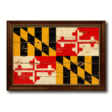 Load image into Gallery viewer, Maryland State Vintage Flag Canvas Print with Brown Picture Frame Home Decor Man Cave Wall Art Collectible Decoration Artwork Gifts