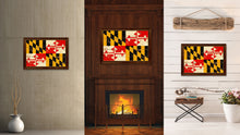 Load image into Gallery viewer, Maryland State Vintage Flag Canvas Print with Brown Picture Frame Home Decor Man Cave Wall Art Collectible Decoration Artwork Gifts