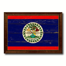 Load image into Gallery viewer, Belize Country Flag Vintage Canvas Print with Brown Picture Frame Home Decor Gifts Wall Art Decoration Artwork