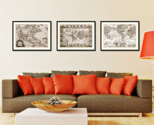Load image into Gallery viewer, Geographic Vintage Sepia Map Canvas Print, Picture Frame Gifts Home Decor Wall Art Decoration