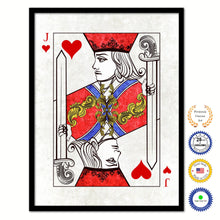 Load image into Gallery viewer, One Eye Jack Heart Poker Decks of Vintage Cards Print on Canvas Black Custom Framed